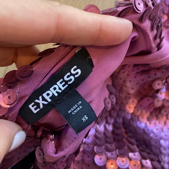 Express Sequin Halter Neck Open Back Mini Shift Dress - Picture 4 of 4